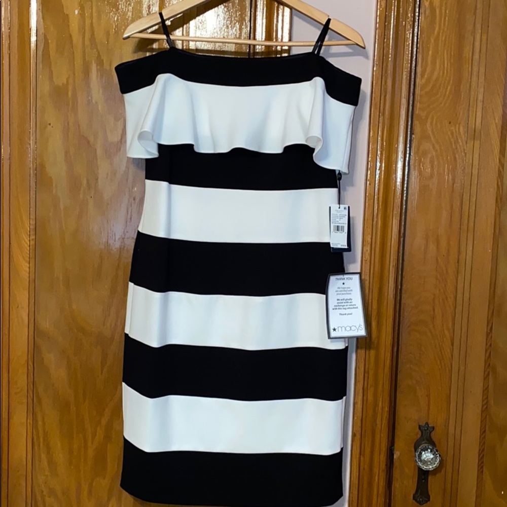 Black and white striped dress